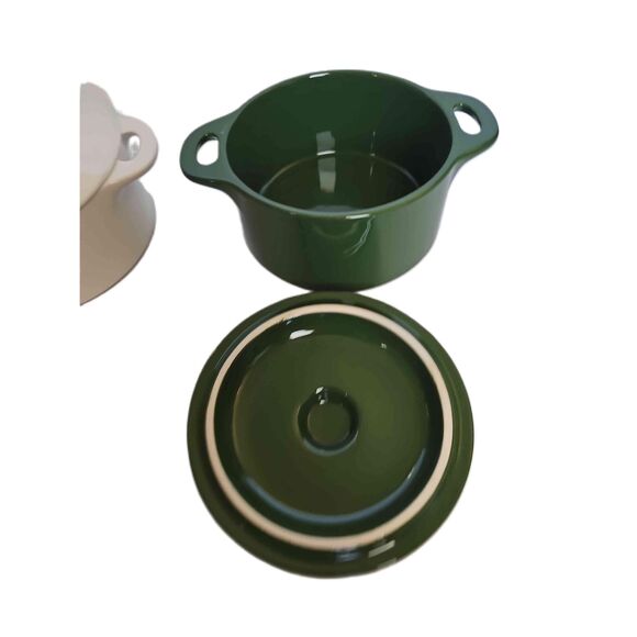 Mini Round Casserole Ceramic Set Includes Lid Brocc Your Body - Picture 4 of 12